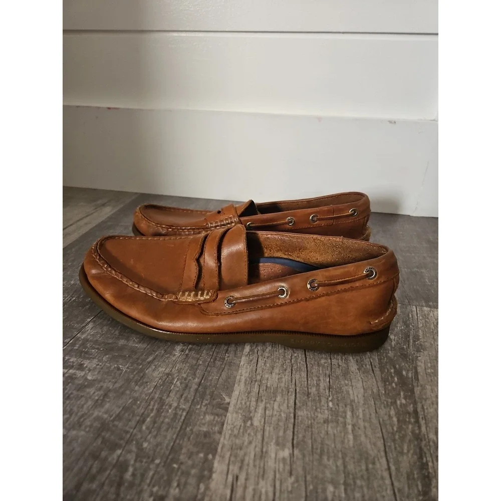 Sperry Top-Sider Mens 10M Leano Penny Loafer Driver Boat Shoes Tan Leather